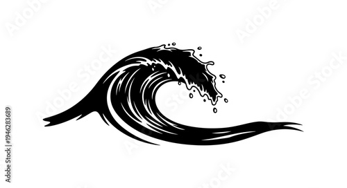 Silhouette of a crashing ocean wave