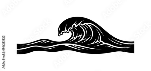 Silhouette of a large ocean wave