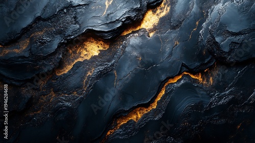 Dark marble texture background with golden veins and glossy finish
