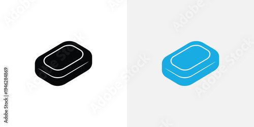 Black and blue soap bars with white outlines black soap