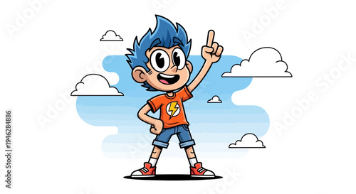 Foto cartoon vector illustration of smiling boy artist with paintbrush and winter spo