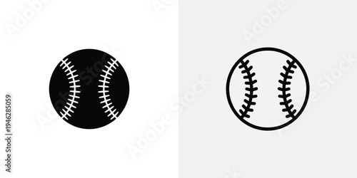 Black and white baseballs with stitching sports equipment