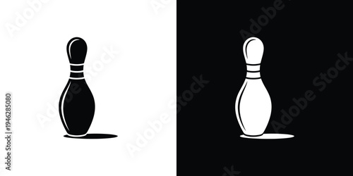 Black and white bowling pin on split background silhouette