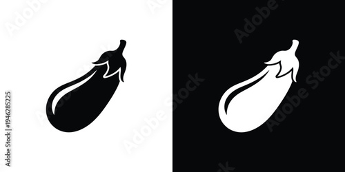 Black and white eggplant silhouettes vegetable
