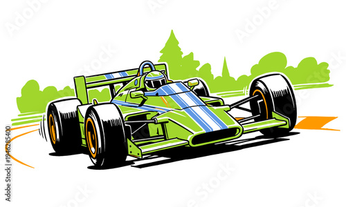 Built for speed. Retro open-wheel race car print design for t-shirt, poster, and sticker. Extreme track competition. Vintage racing club.