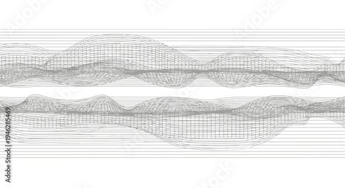Wavy pattern of mesh screen creates dynamic visual effect on surface