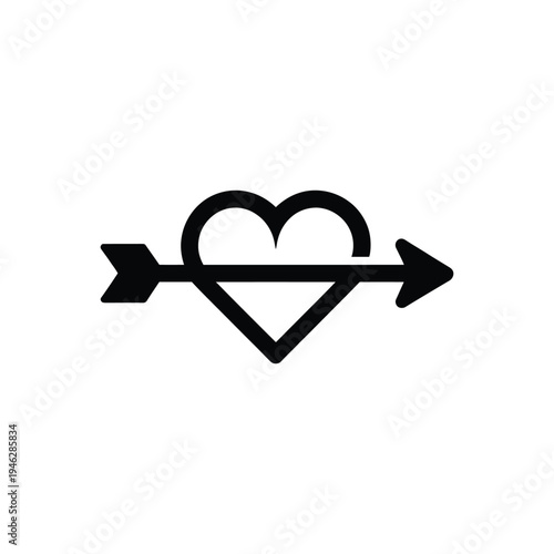 Black heart pierced by arrow pierced heart symbol