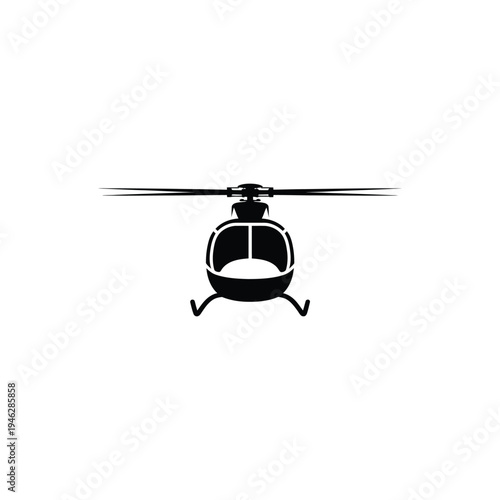 Black helicopter silhouette with rotor blades aircraft