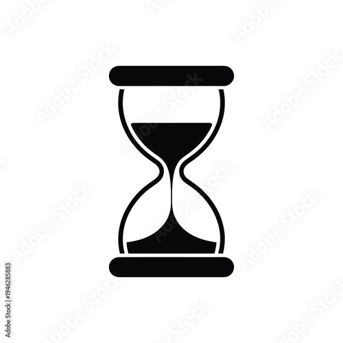 Black hourglass on white background symbol timer sand timer