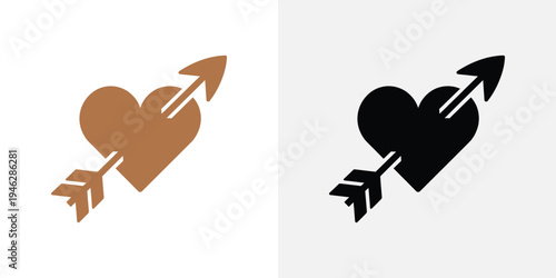 Brown and black pierced hearts with arrows brown heart