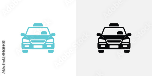 Cyan and black taxi cars side by side vehicles