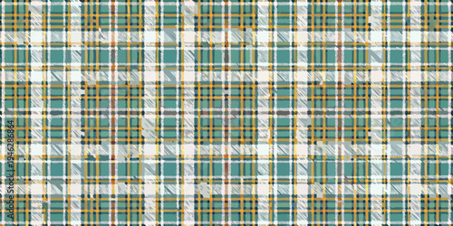 A seamless pattern of overlapping teal white and gold lines