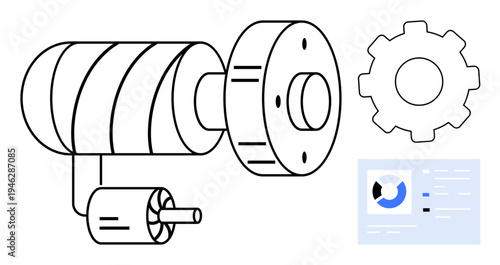 Gear mechanism concept. Gear mechanism showing technical components, rotational systems, and schematic designs. Gear mechanism for engineering, industry, technology, manufacturing, and design