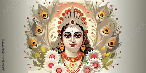 A vibrant illustration depicting the hindu goddess durga with ornate details
