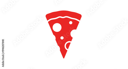 Red Pizza Slice Icon with Toppings.