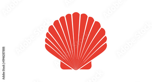 Red seashell graphic illustration on white.