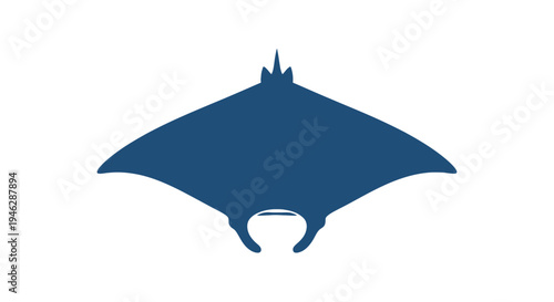 Blue Manta Ray Silhouette Icon.