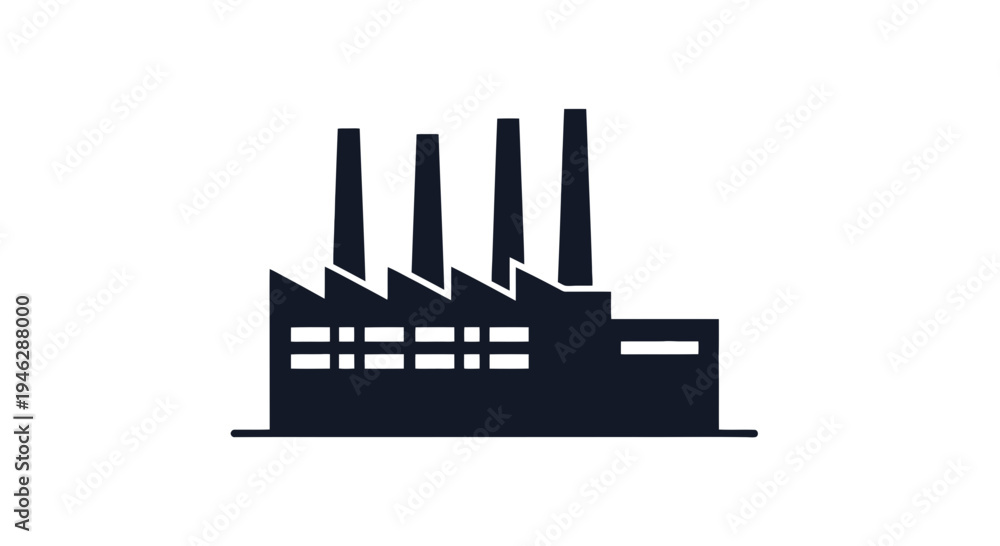 Naklejka premium Industrial Factory Building with Chimneys.