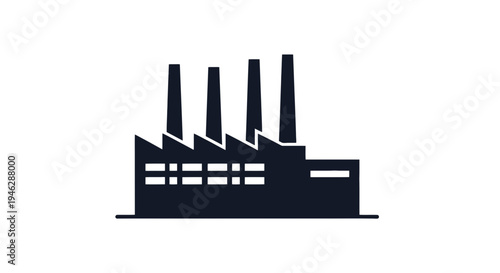 Industrial Factory Building with Chimneys.