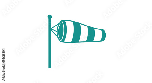 Green Striped Windsock on Metal Pole.