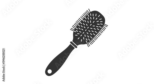 Black Hair Brush with Round Head.