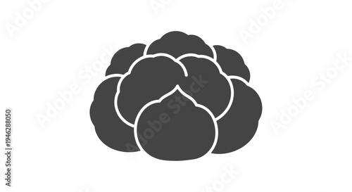 Black Cauliflower Head Vegetable Illustration.