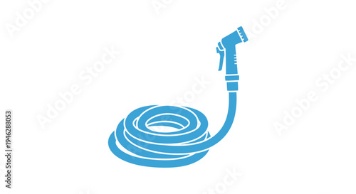 Blue Garden Hose with Spray Nozzle.