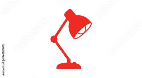 Red Desk Lamp Illustration on White Background.