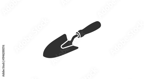 Black Trowel with Handle and Metal Part.