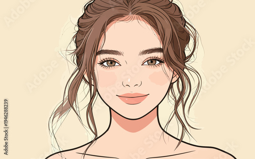 A woman smiles with long hair styled loosely. She has warm eyes and a simple look against a plain background.