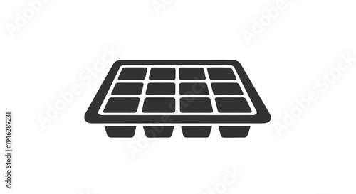 Empty black plastic ice cube tray.