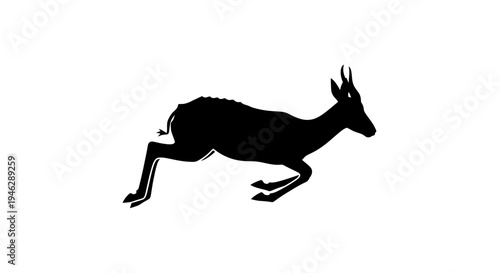 Running Deer Silhouette with Antlers.