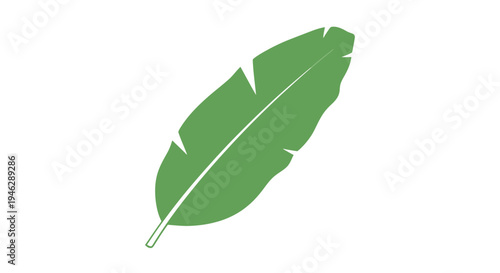 Green Leaf Illustration with Stem.