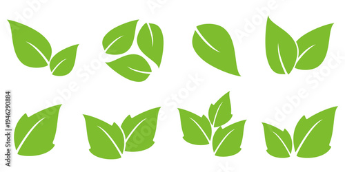 Leaf vector symbol, leaf illustration or leaf emoji in flat style. Spring leaf design, ecological nature theme.