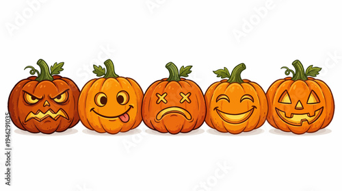 Pumpkin Vector Illustration | Autumn Harvest Halloween Design | Orange Pumpkin with Green Stem Leaf Vine | Seasonal Festive Decoration Vector Artwork | Simple Clean Style