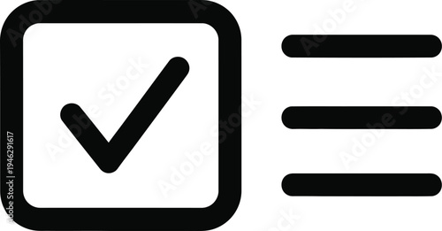 Checkmark in box with list icon vector illustration representing completed task and checklist