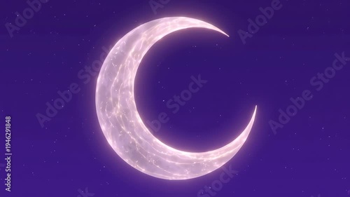 Mystical Crescent Moon with a Luminous Aura Animation.