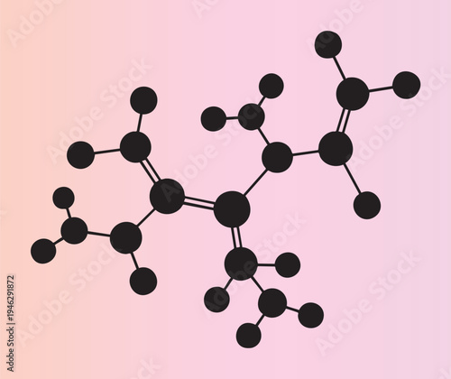 Abstract molecular structure with interconnected spheres and lines illustration