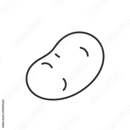 Black and white outline drawing of a single potato with three indentations