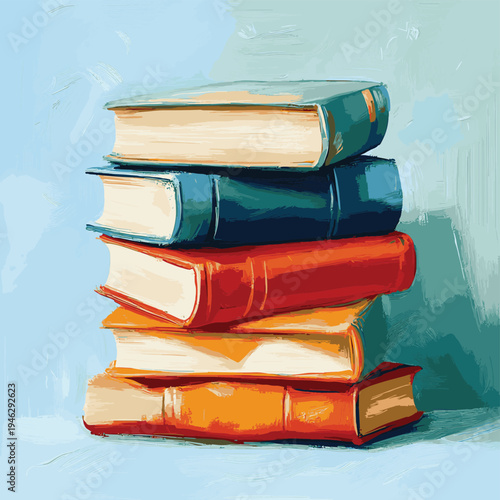painting of books. education and reading concept illustrtion. , vector style simple color