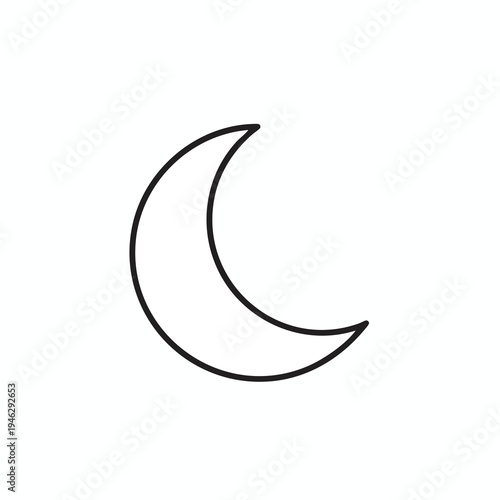 Thin black crescent moon outline on a plain white background