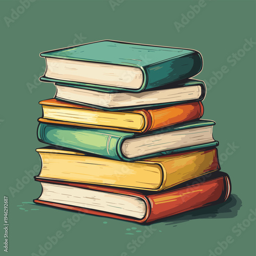 painting of books. education and reading concept illustrtion. , vector style simple color