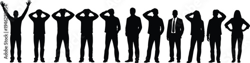 Fotografija Set of people silhouettes expressing different emotions and gestures, diverse me