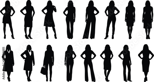 Foto Large collection of professional business woman silhouettes wearing formal suits