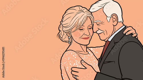 A couple shares a happy moment while dancing together during a special celebration in the evening light.