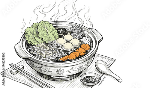 Dolce Vita Italian Lifestyle Elements Food, Drink, and Leisure in a Hand-Drawn Style