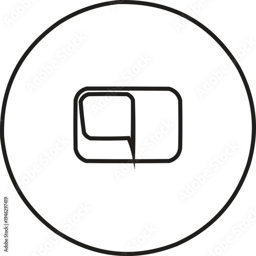 The one described has a stylized linear icon of a speech bubble set on a circular background.