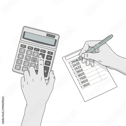 Hands Calculating and Taking Notes, Accounting and Finance Concept