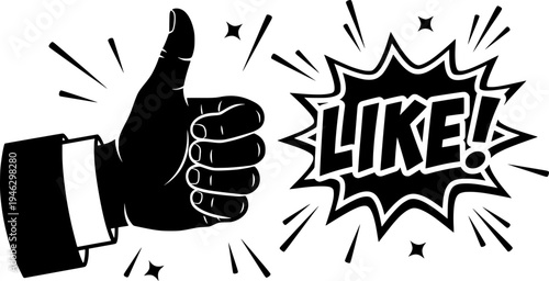 Thumbs Up Hand Gesture for Social Media Like and Approval Vector
