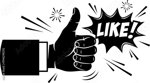 Thumbs Up Hand Gesture for Social Media Like and Approval Vector
